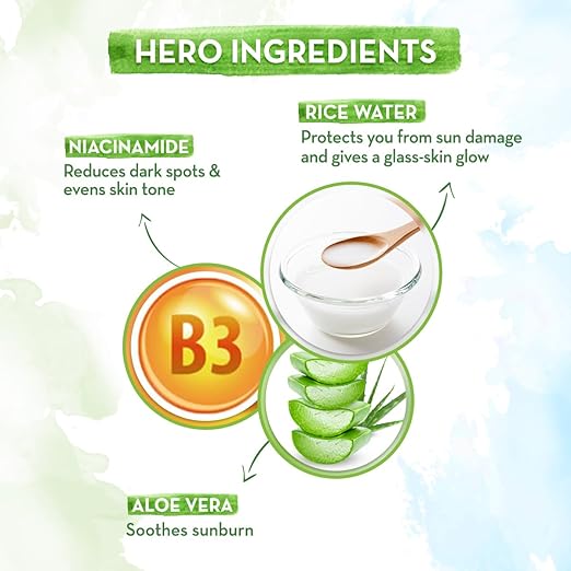 Mamaearth Rice water Dewy sunscreen SPF 50PA+++ (50g) - Image 3