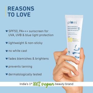 Plum Rice Water & Niacinamide 2% Hybrid Sunscreen SPF 50 PA+++  (50g)