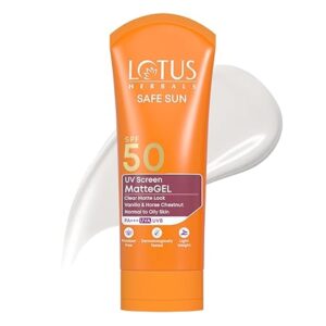LOTUS HERBALS SAFE SUN UV SCREEN MATTE GEL SPF50 PA+++, (50gm)