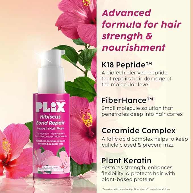 Hibiscus Bond Repair Leave-In Hair Mask with K18 Peptide™ for Damaged Hair Repair (50ML) - Image 3