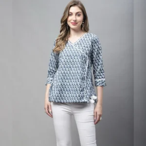 Slim Fit Cotton Short Kurti with Thread Work
