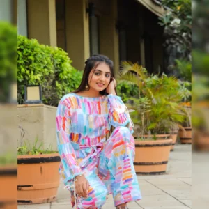 Vibrant Ensemble: Printed Top and Palazzo Co-ord Set