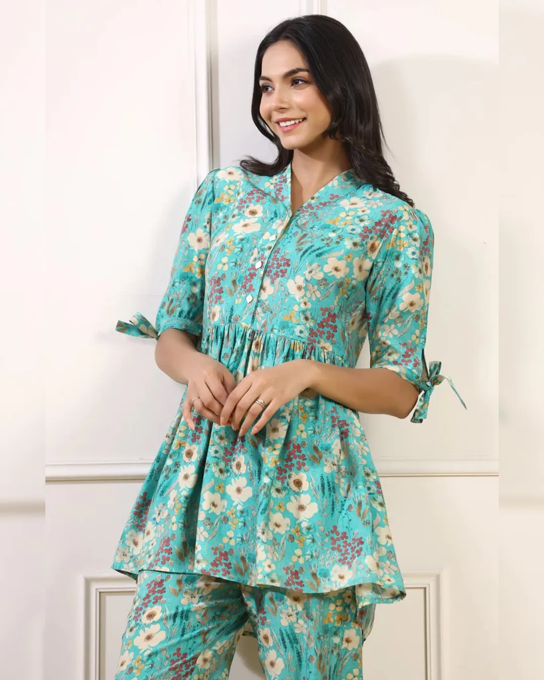 Boho Chic: Multi-Color Printed Top and Palazzo Co-ord Set - Image 7