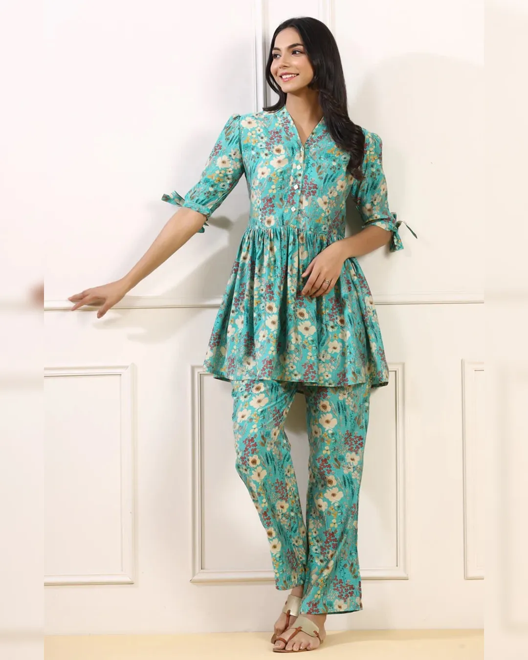 Boho Chic: Multi-Color Printed Top and Palazzo Co-ord Set
