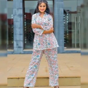 Blossom Fusion: Printed Top and Palazzo Co-ord Set