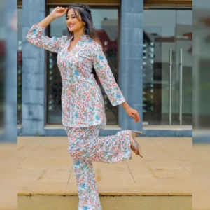 Blossom Fusion: Printed Top and Palazzo Co-ord Set