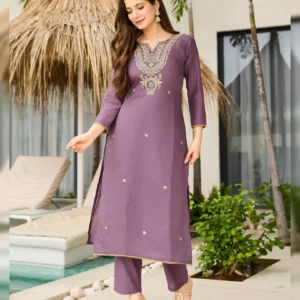 Elegant Viscose Embroidered Kurta Set with Jacquard Dupatta
