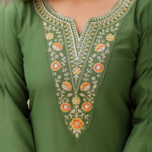 Rayon Embroidered Kurta Set with Taby Dupatta