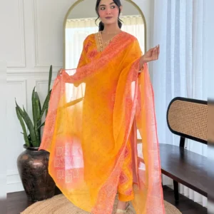 Rayon Embroidered Kurta Set with Taby Dupatta