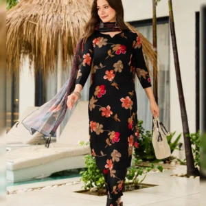 Graceful Silk Blend Embroidered Kurta Set with Jacquard Organza Dupatta 