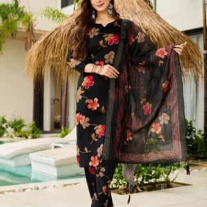 Graceful Silk Blend Embroidered Kurta Set with Jacquard Organza Dupatta 