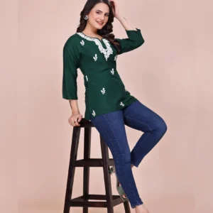 Embroidered Viscose Rayon Tunic – Elegant & Comfortable Daily Wear