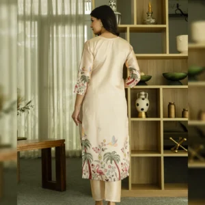 Graceful Viscose Assam Silk Kurta Set with Embroidered Beads Work
