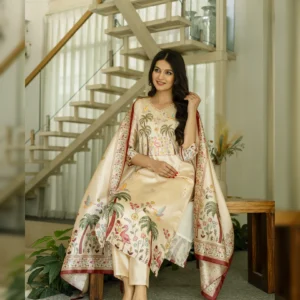 Graceful Viscose Assam Silk Kurta Set with Embroidered Beads Work