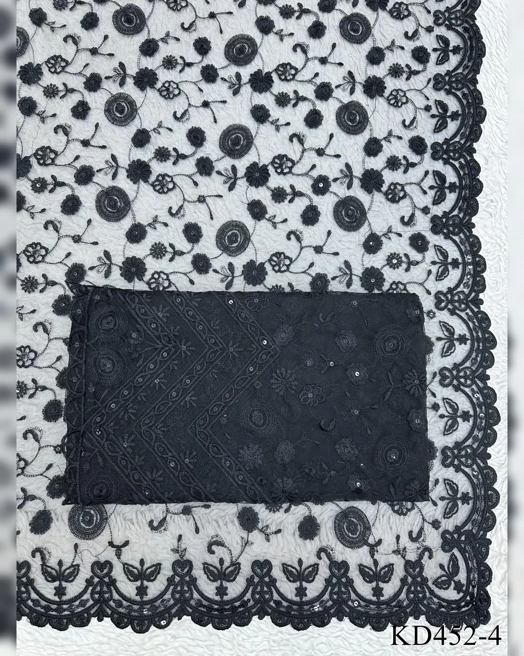 Sparkling Sequin Symphony: Soft Net Saree with Intricate Thread Work - Image 2