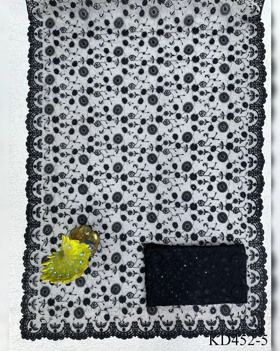 Sparkling Sequin Symphony: Soft Net Saree with Intricate Thread Work - Image 3