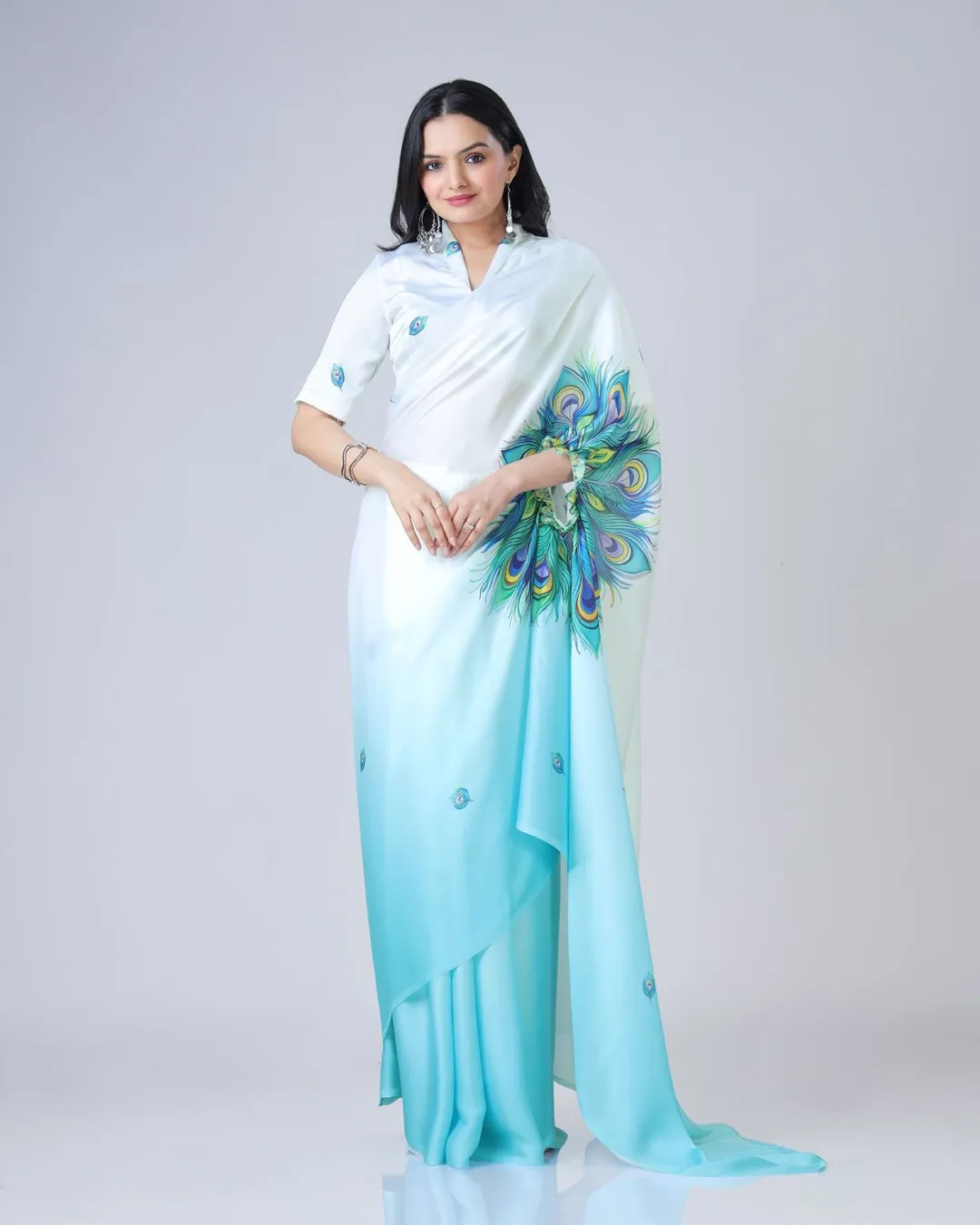 New Designer Freehand Ready-to-Wear Luxurious Georgette Silk Saree – 1 Minute Drape - Image 4