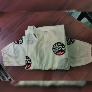 Cream Polka Dot Cotton Midi Gown for Summer