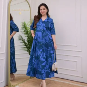 Premium Cotton Printed Fit & Flare Dress