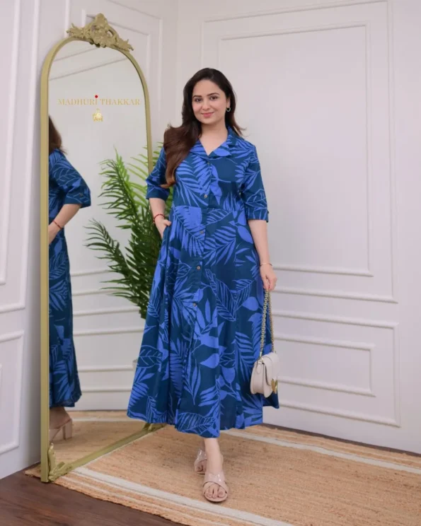 Premium Cotton Printed Fit & Flare Dress