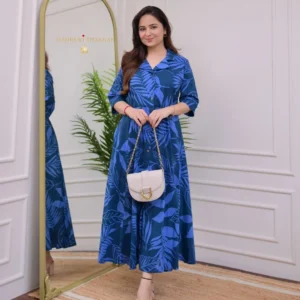 Premium Cotton Printed Fit & Flare Dress