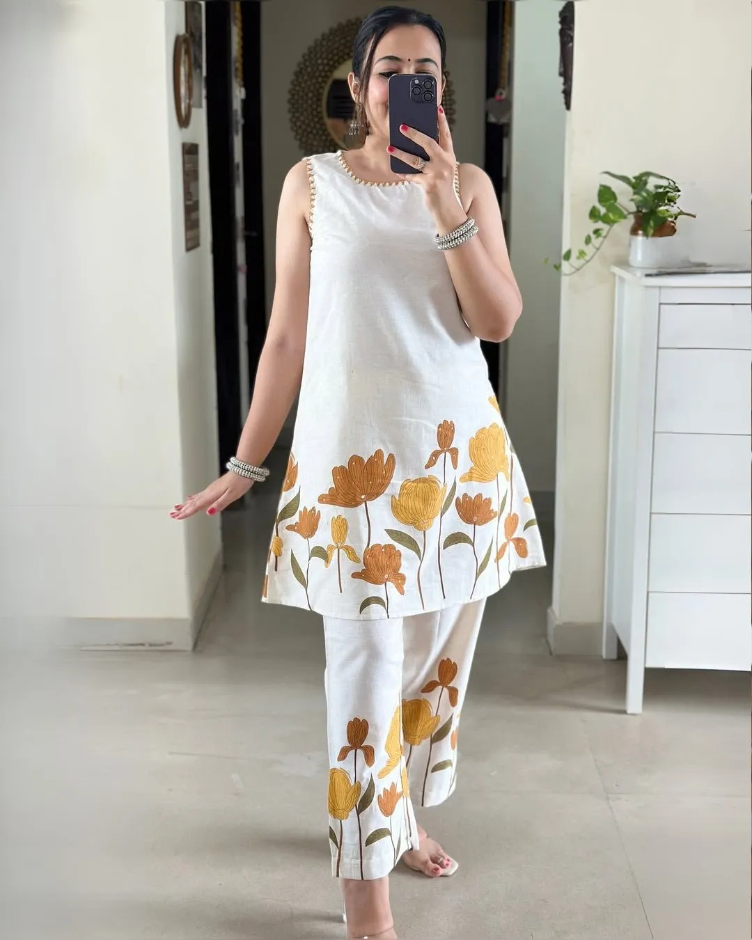 Premium Printed Cotton Flex Kurti & Pant Set