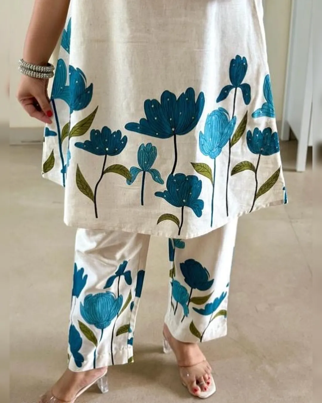 Premium Printed Cotton Flex Kurti & Pant Set - Image 11