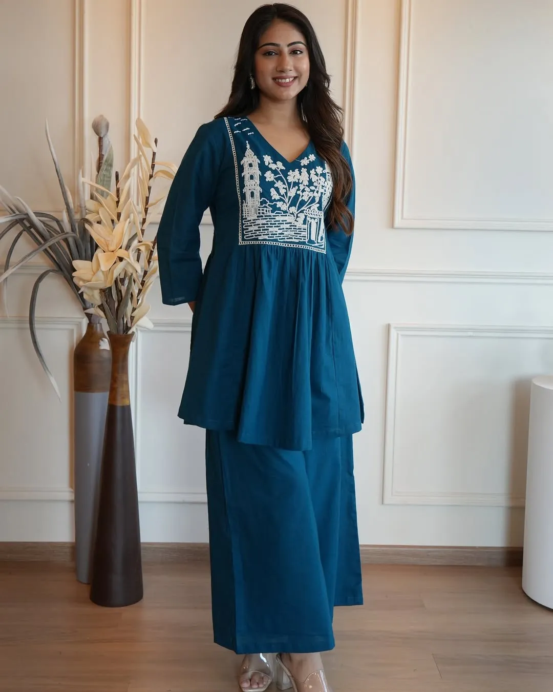 Premium Rayon Top & Plazo Co-ord Set with Heavy Embroidery Yoke - Image 8