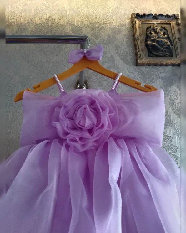 Exquisite Heavy Organza Gown with Double Flair and Flora - Image 3