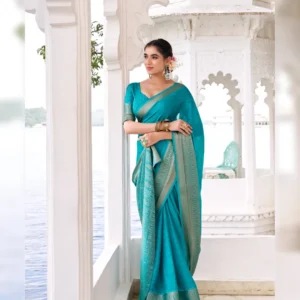 Elegant Chinon Self-Printed Saree with Zari Weaving Work