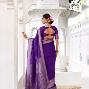 Elegant Chinon Self-Printed Saree with Zari Weaving Work