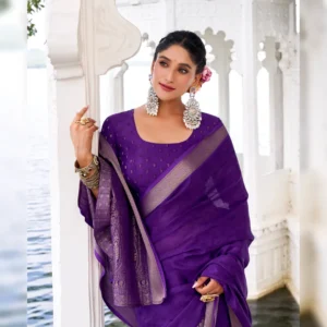 Elegant Chinon Self-Printed Saree with Zari Weaving Work
