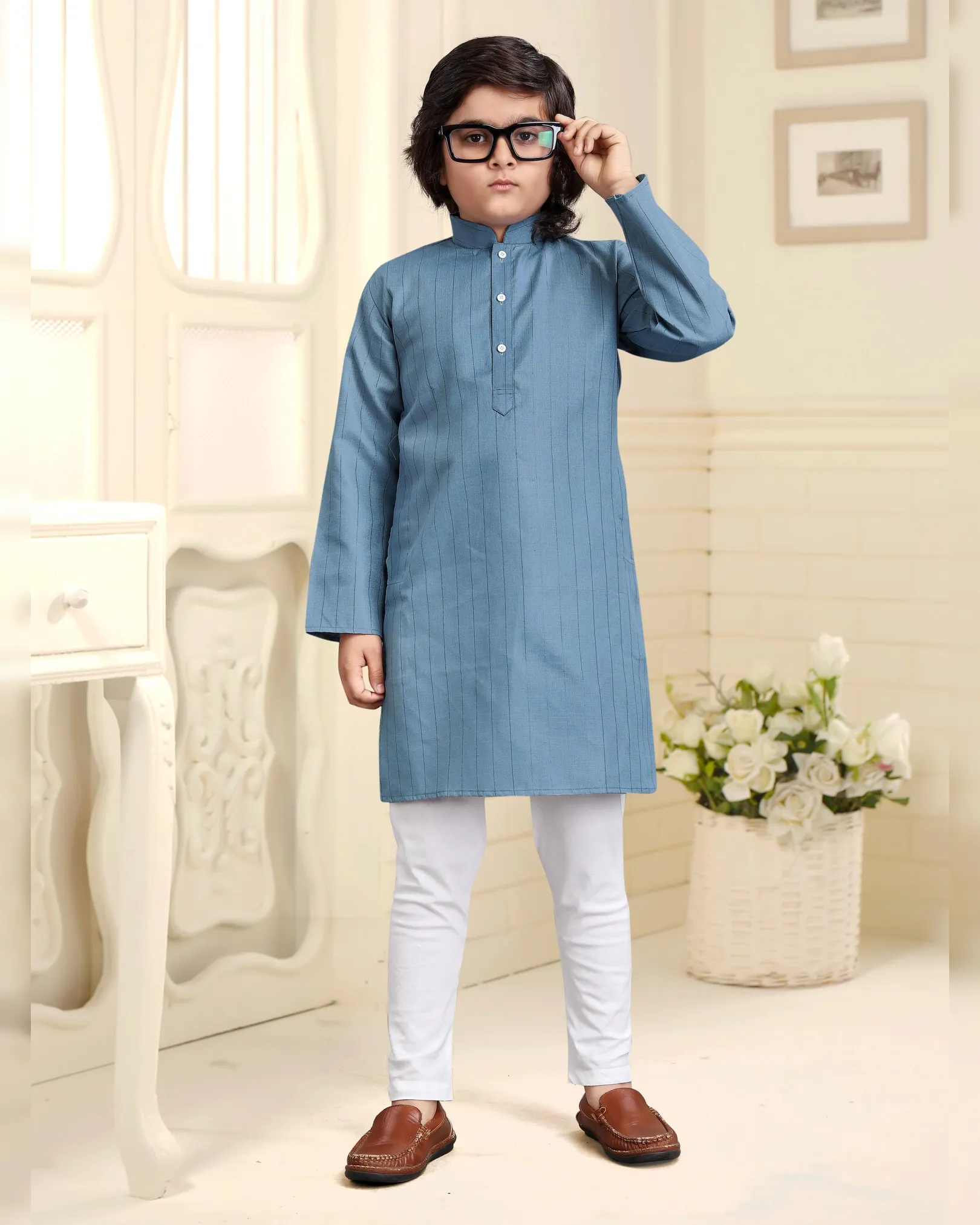 Cotton Festive Boys Kurta Pyjama - Image 7
