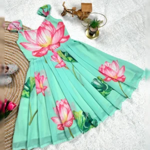 Trending Floral Star Georget Kids’ Gown – Soft Digital Print Collection