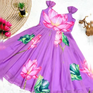 Trending Floral Star Georget Kids’ Gown – Soft Digital Print Collection