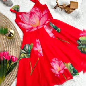 Trending Floral Star Georget Kids’ Gown – Soft Digital Print Collection