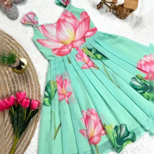 Trending Floral Star Georget Kids’ Gown – Soft Digital Print Collection
