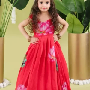 Trending Floral Star Georget Kids’ Gown – Soft Digital Print Collection