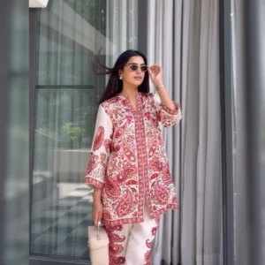 New Designer Printed Pure Malai Satin Party Wear Co-Ord Set