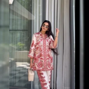 New Designer Printed Pure Malai Satin Party Wear Co-Ord Set