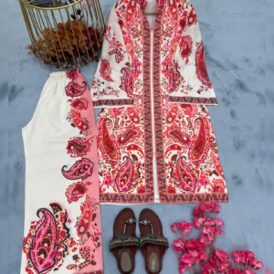 New Designer Printed Pure Malai Satin Party Wear Co-Ord Set