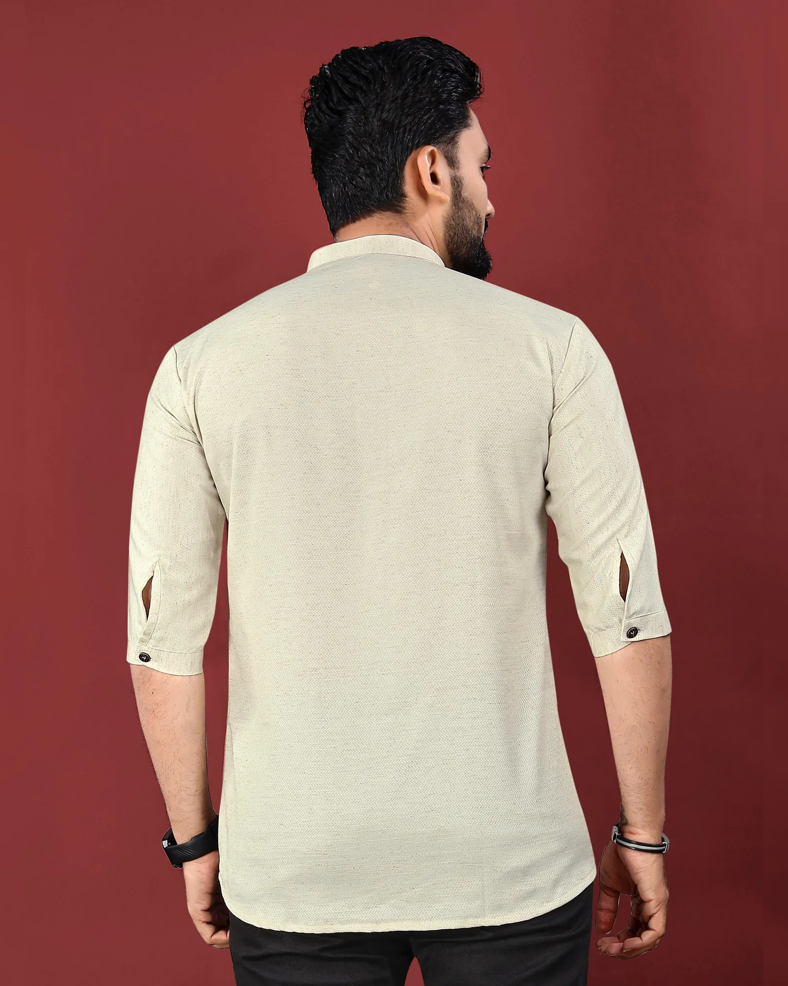 Stylish Jute Cotton Digital Printed Men’s Short Kurta - Image 6