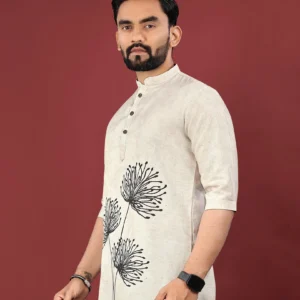 Stylish Jute Cotton Digital Printed Men’s Short Kurta