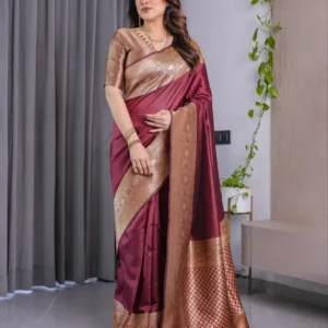 Pure Banarasi Silk Sarees with Attached Blouse Piece – Elegant Zari Woven Collection
