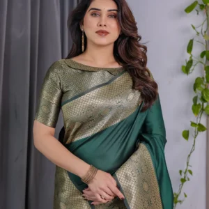 Pure Banarasi Silk Sarees with Attached Blouse Piece – Elegant Zari Woven Collection