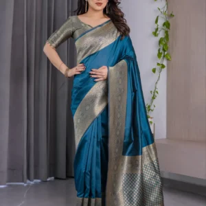 Pure Banarasi Silk Sarees with Attached Blouse Piece – Elegant Zari Woven Collection