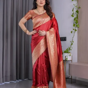 Pure Banarasi Silk Sarees with Attached Blouse Piece – Elegant Zari Woven Collection