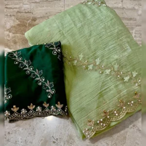 Superhit Designer Party Wear Saree in Heavy Soft Crunchy Silk with Multithread & Stone Work