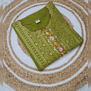 Elegant Muslin Cotton Embroidered Kurta Set with Chanderi Cotton Dupatta