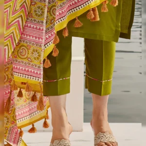 Elegant Muslin Cotton Embroidered Kurta Set with Chanderi Cotton Dupatta